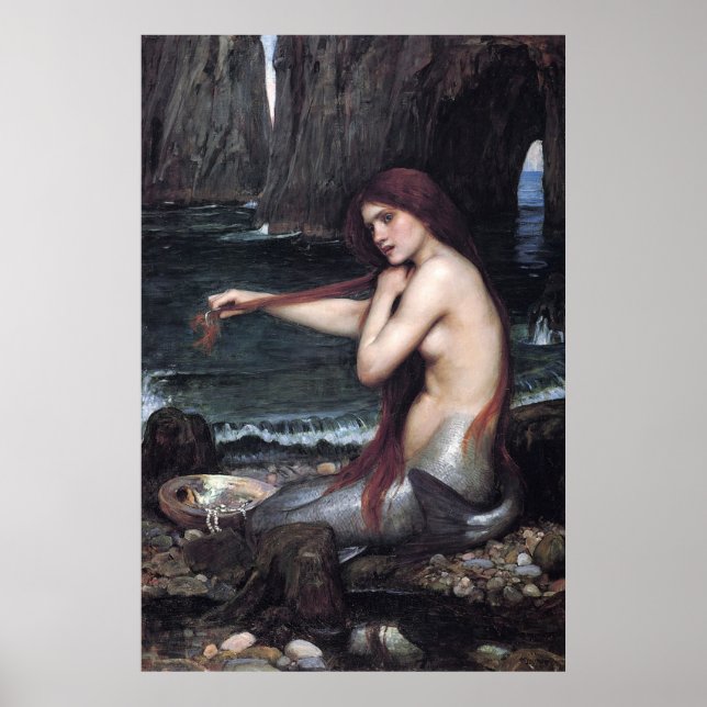 Poster Uma Sereia John William Waterhouse Mythological (Frente)