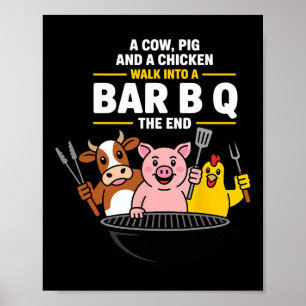 Poster Uma Vaca, um Porco e uma Galinha Entram em um Chur