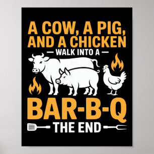 Poster Uma Vaca Um Porco E Uma Galinha Entram Em Um R B Q