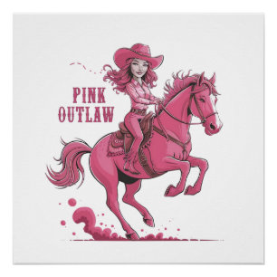 Pôster Uma vaqueira confiante andando de cavalo espirituo