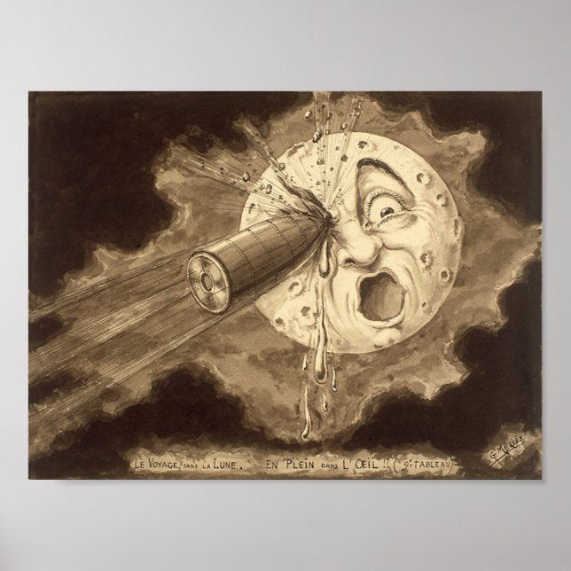 Pôster Uma viagem ao Desenho da Vintagem da Lua (Frente)