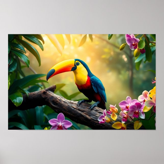 Poster Uma vibrante Selva Tropical do Tucano (Frente)