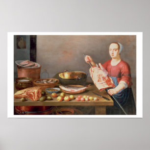 Pôster Uma vida imóvel da carne e dos peixes com um