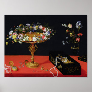 Poster Uma vida imóvel de um Tazza com flores