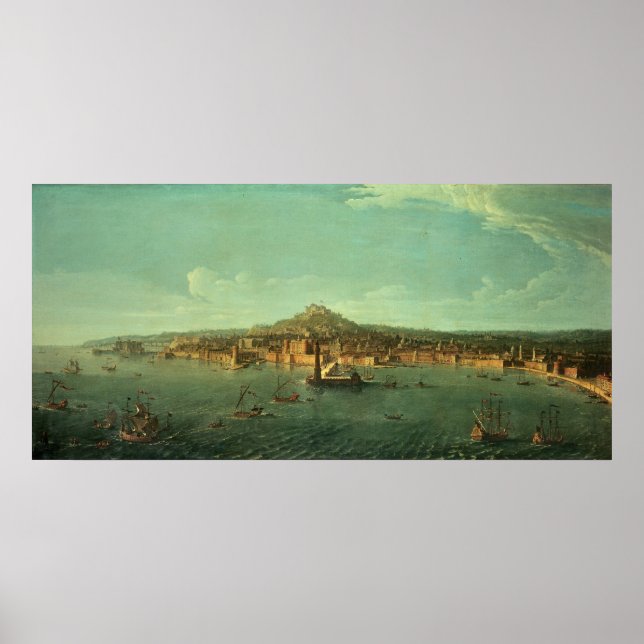 Pôster Uma visão de Nápoles, século XVII (Frente)
