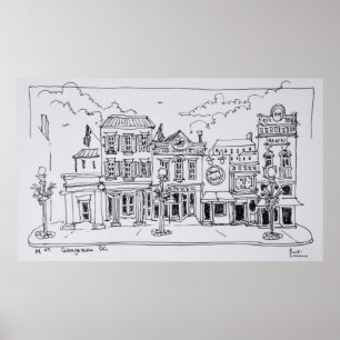 Pôster Uma vista de M Street em Georgetown, Washington DC