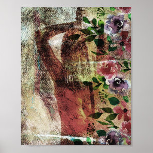 Poster Uma vista de trás de uma mulher com uma espada at