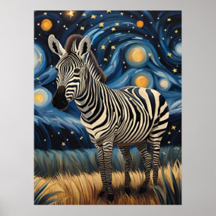 Poster Uma Zebra na Noite Estrelada