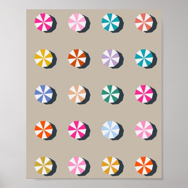 Poster Umbrellas de praia (Frente)