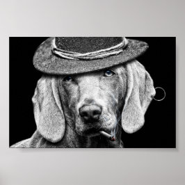 Poster Un chien chic dans un chapeau punk.