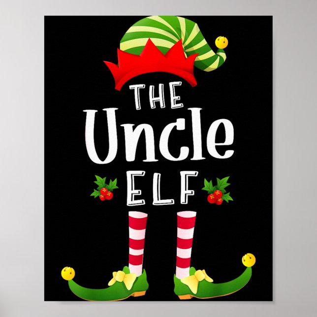 Poster Uncle Christmas Elf Matching Pajama X-mas Party  (Frente)