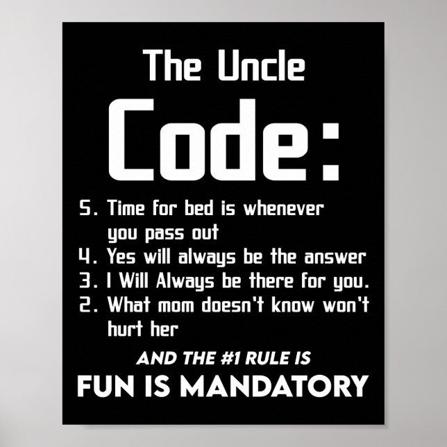 Poster Uncle From Niece Nephew The Uncle Cool 5 Things (Frente)