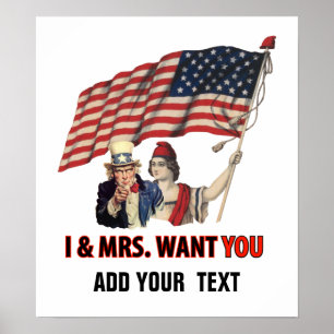 Poster Uncle Sam and Lady USA