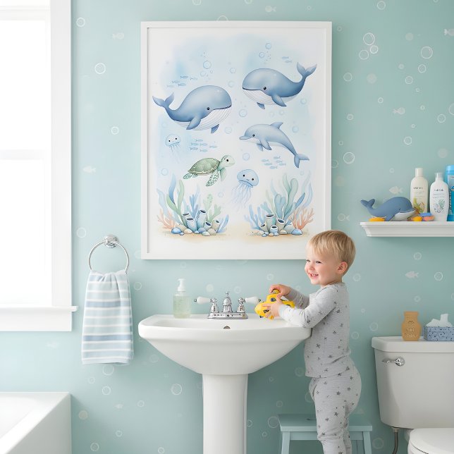 Poster Under the Sea Adventure Kids Bathroom Wall Art (Criador carregado)