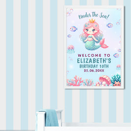 Poster Under the sea Cute Mermaid Birthday Girl