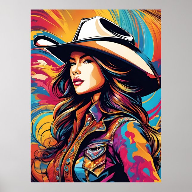 Poster Une belle femme cow-boy (Frente)