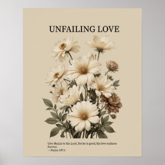 Poster Unfailing love, Christian floral wall art