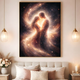 Poster União Celestial – Arte de Casal Cósmico Abstrato