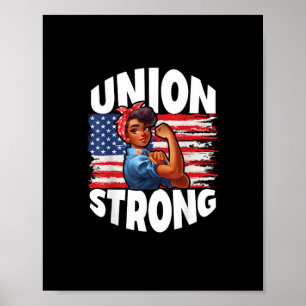 Poster União Forte Feliz Dia do Trabalho Decor de Bandeir