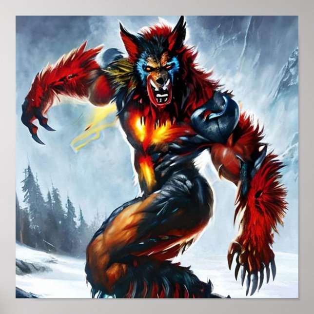 Poster Única Werewolf Cyborg, Arte Digital para Download (Frente)