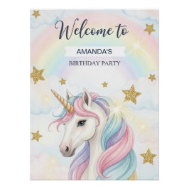 Pôster Unicorn 1stBirthday Party Personalized Welcome