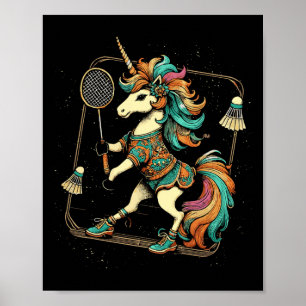 Poster Unicorn Badminton Player Shuttle 1