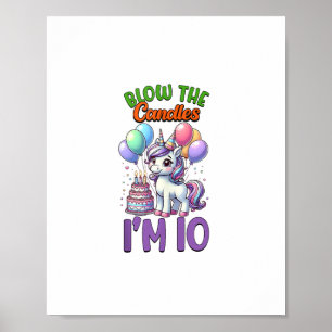 Poster Unicorn Crianças 10º Festa de aniversário Menino d