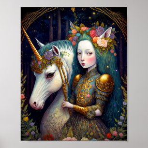 Poster Unicorn e Lady Fantasy Art