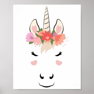 Poster Unicorn Face Eyelashes Ama Fluxo De Figuras De Hal