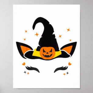 Poster Unicorn Face Eyelashes Bruxa Pumpkin Assustador Ha