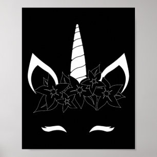 Poster Unicorn Face Eyelashes Sorri Flor Cuja Rua Ha