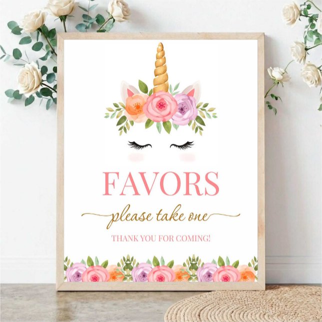 Poster Unicorn Floral Favors Please Take One (Criador carregado)