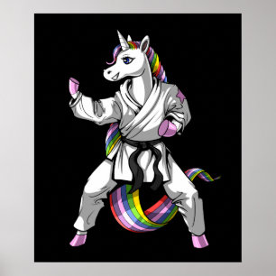 Poster Unicorn Girl Karate Ninja