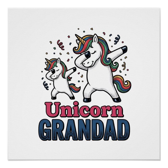 Pôster Unicorn Grandad Vintage Engraving Shirt Design_1 (Frente)