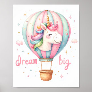 Poster Unicorn Hot Air Balloon NurserArt