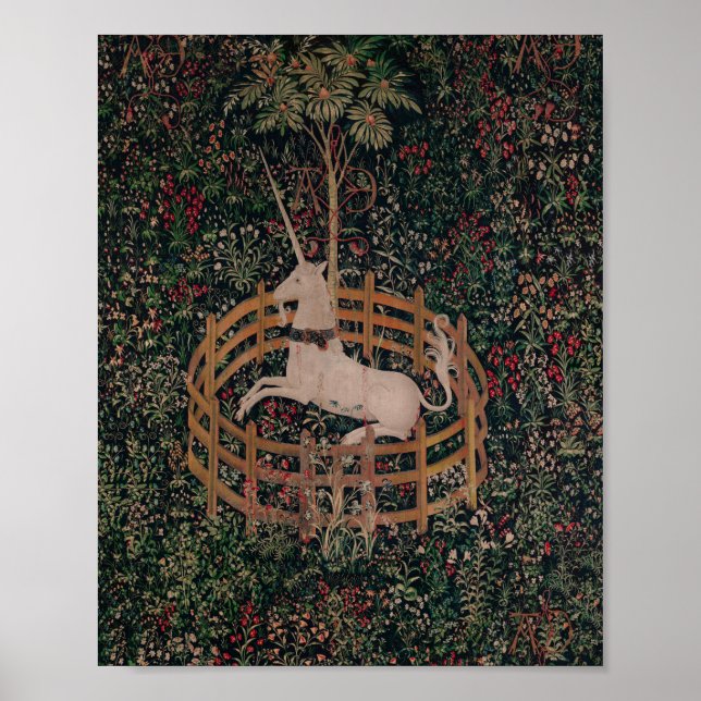 Poster Unicorn Hunt Arte Medieval - Unicórn Repousa em Ga (Frente)