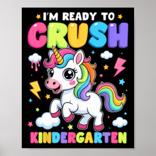 Poster Unicorn Jardim de Infância Aqui Eu Volto Para a Es