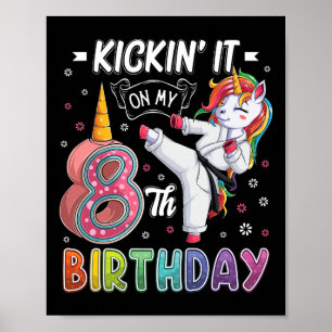 Poster Unicorn Karate 8º Aniversário Oito Anos