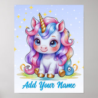 Poster Unicorn Magic & Stars – Personalized Wall Art