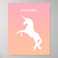 Unicorn Pink Pastel Name Kids Bedroom Wall Art