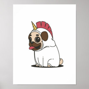 Poster Unicorn Puppy   Cute Pug Dog Lover Gift