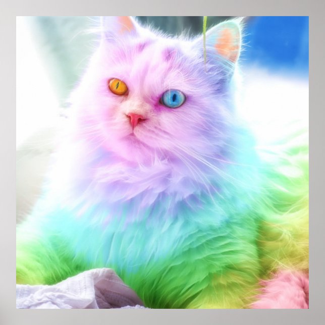 Pôster Unicorn Rainbow Cat (Frente)