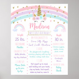 Poster Unicorn Rainbow Pink Dourado Primeiro Passo de Ani