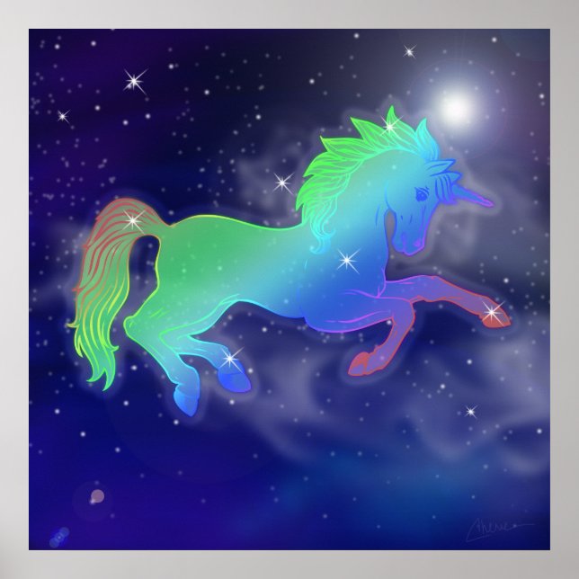 Poster Unicorn Sky | Starry Night (Frente)