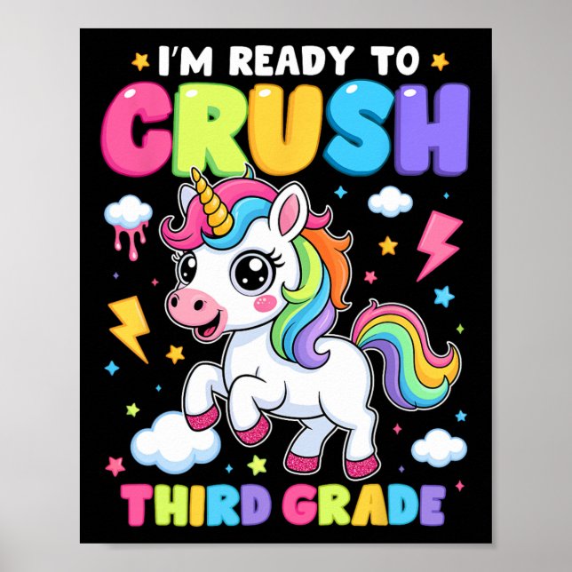 Poster Unicorn Third Grade Here I Come Back To School Gir (Frente)