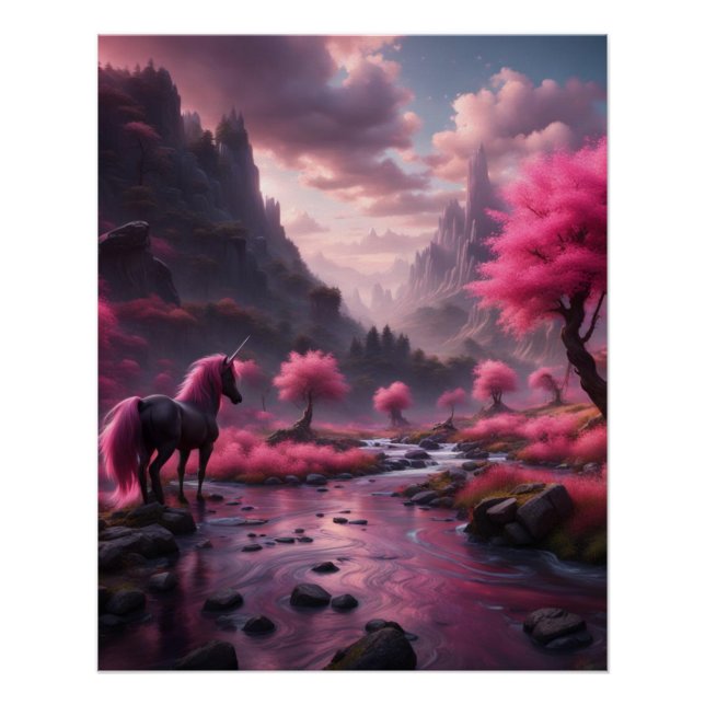 Pôster Unicórnio a Rosa (Frente)
