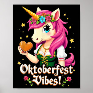 Poster Unicórnio Alemão Drindl Engraçado Vibes Crianças