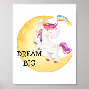 Poster Unicórnio Arco-Íris Sonho Grande Berçário Bebê Men