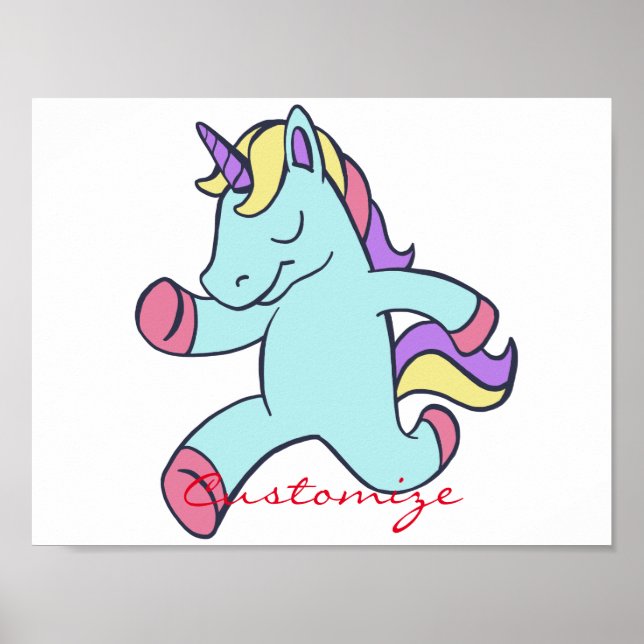 Poster Unicórnio Azul Executando Thunder_Cove (Frente)