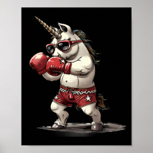 Poster Unicórnio Boxeador Com Luvas de Boxe Kickboxing Fo